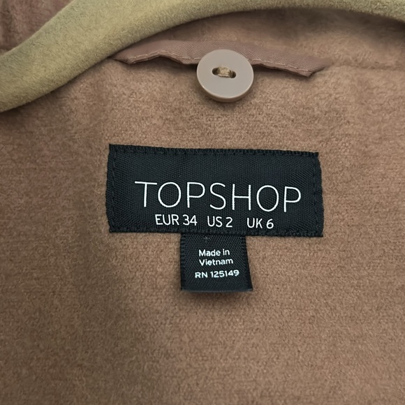 TopShop Camel Peacoat Trench Double Breasted Women Fall Winter Midi Pockets Sz 2 - Picture 4 of 13